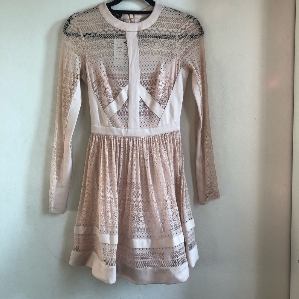Jillian Lace Fit and Flare Bebe Dress